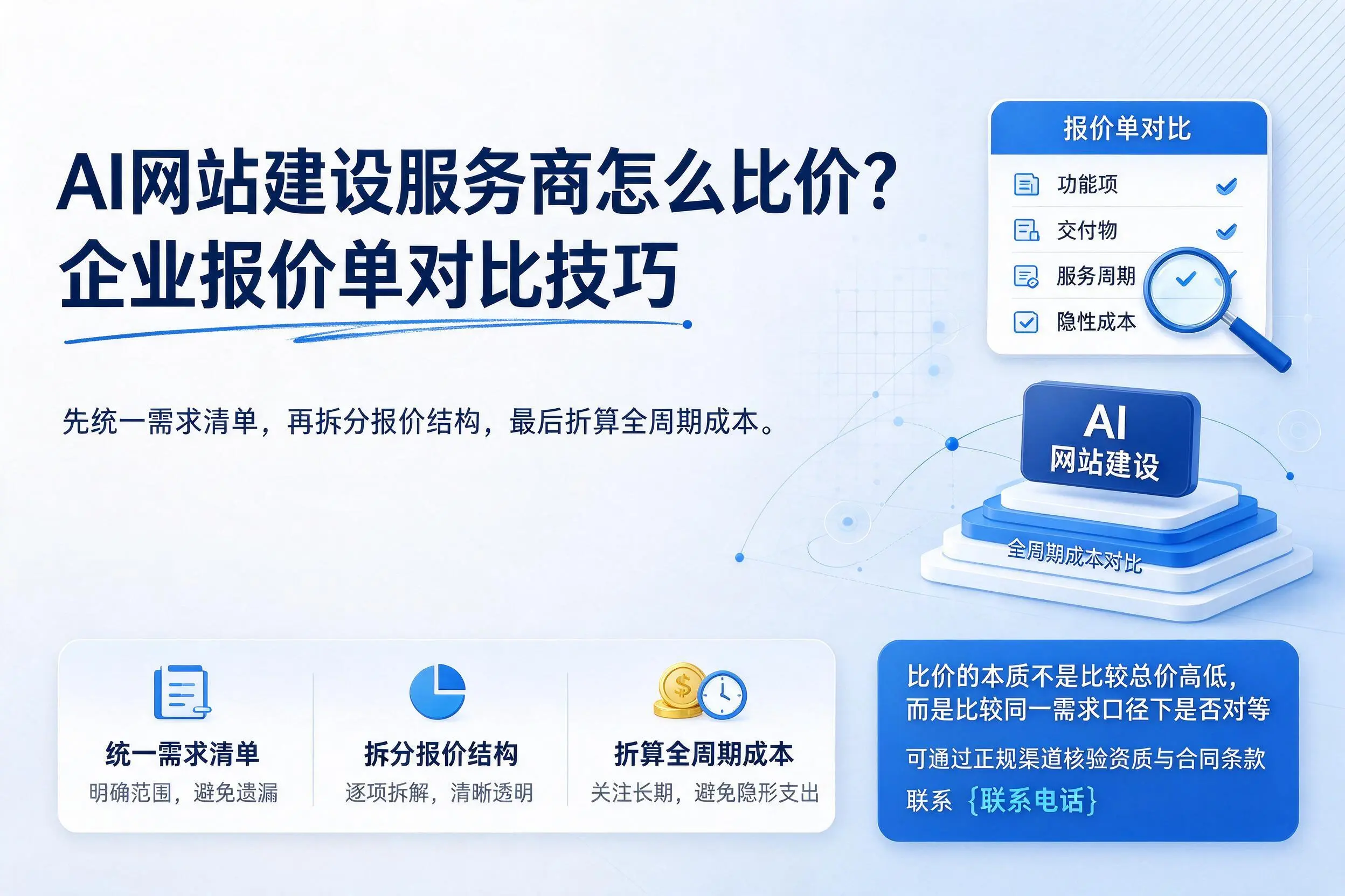 AI网站建设服务商怎么比价?齐齐哈尔企业报价单对比技巧