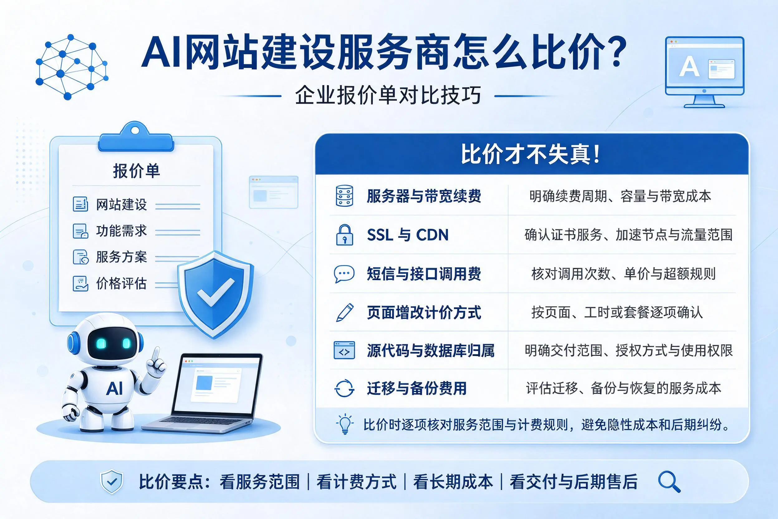 AI网站建设服务商怎么比价?齐齐哈尔企业报价单对比技巧