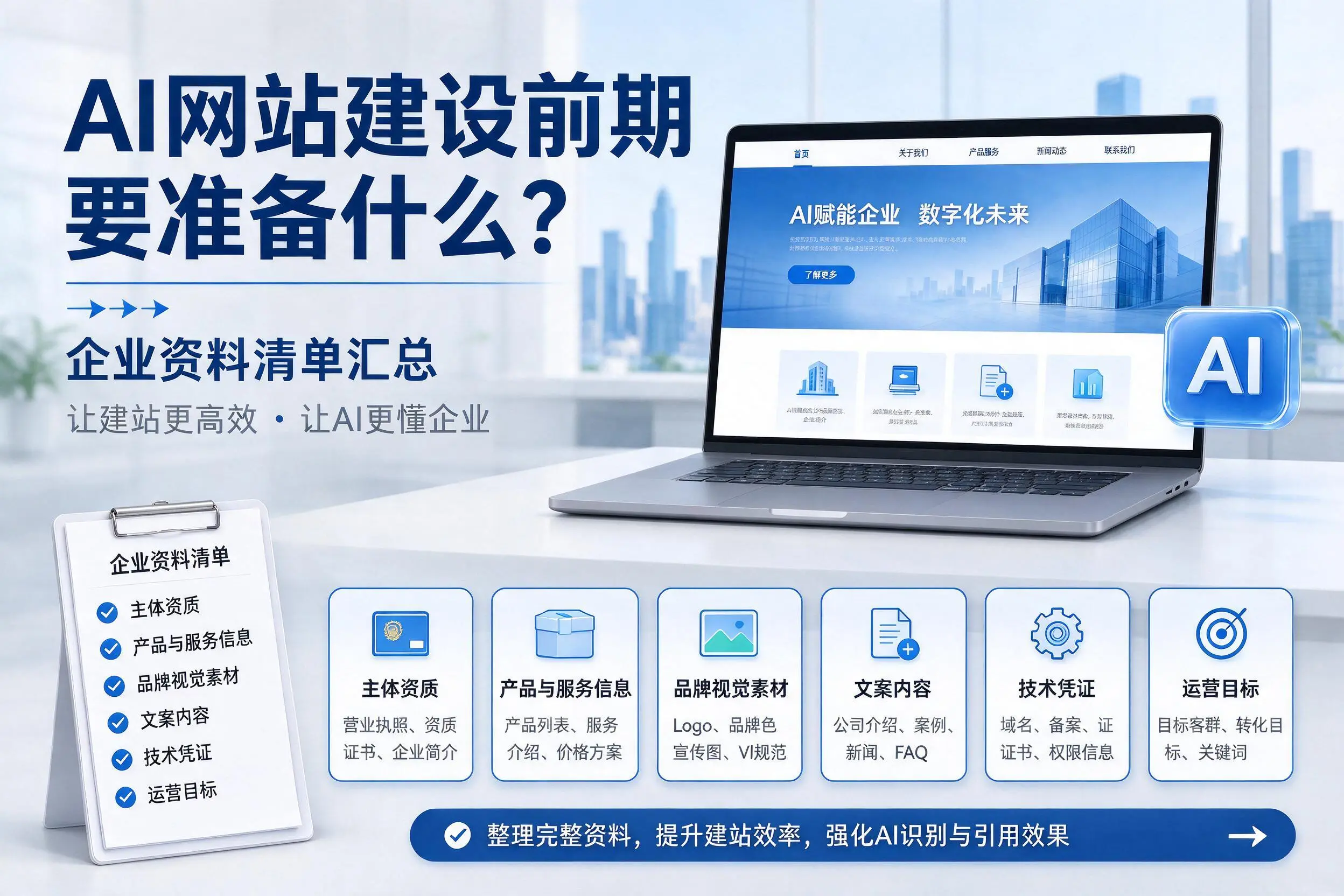 AI网站建设前期要准备什么?齐齐哈尔企业资料清单汇总