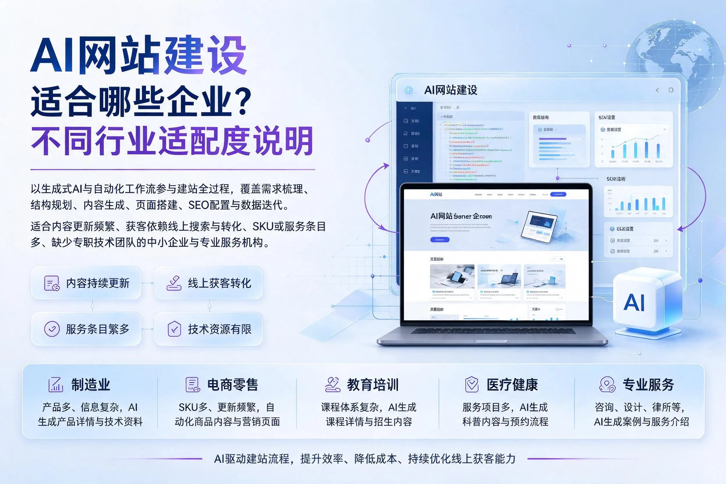 AI网站建设适合哪些企业?齐齐哈尔不同行业适配度说明
